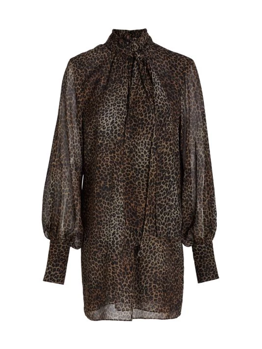 Frame Tie-Neck Silk Minidress 3 Frame Tie-Neck Silk Minidress