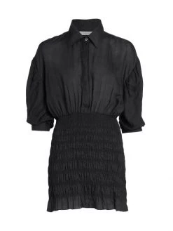 Frame Smocked Shirtdress Noir -Frame Sales Store unnamed file 415