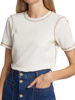 Frame Contrast Stitch Rib-Knit T-Shirt -Frame Sales Store unnamed file 436