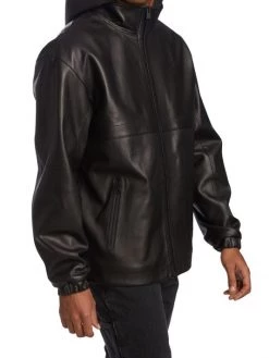 Frame Hooded Drawcord Leather Windbreaker For Men -Frame Sales Store unnamed file 561