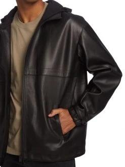 Frame Hooded Drawcord Leather Windbreaker For Men -Frame Sales Store unnamed file 564