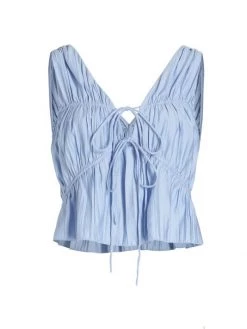 Frame Sleeveless Cinched Crinkled Top Terracotta