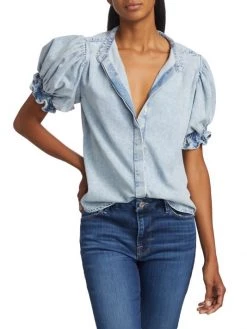 Frame Denim Puff-Sleeve Top 11 Frame Denim Puff-Sleeve Top -Frame Sales Store unnamed file 613