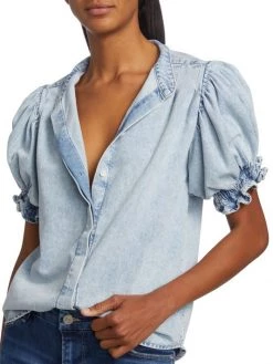 Frame Denim Puff-Sleeve Top 14 Frame Denim Puff-Sleeve Top -Frame Sales Store unnamed file 616