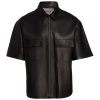 Frame Bonded Leather Zip-Up Shirt For Men