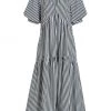Frame Striped Puff-Sleeve Midi-Dress -Frame Sales Store unnamed file 639