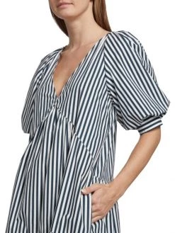 Frame Striped Puff-Sleeve Midi-Dress -Frame Sales Store unnamed file 644