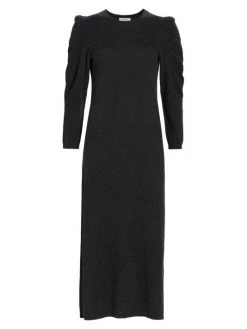 Frame Cashmere Shirred-Sleeve Sweaterdress