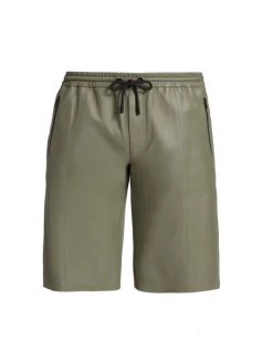 Frame Drawstring Leather Shorts For Men