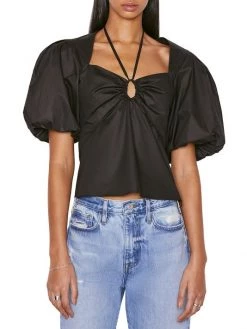 Frame Puff-Sleeve Tie Cotton Top -Frame Sales Store unnamed file 690