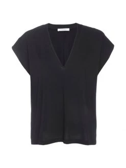Frame Le Mid Rise V-Neck Tee Noir -Frame Sales Store unnamed file 736