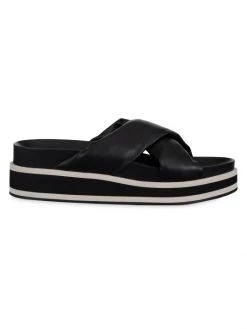 Frame Le Playa Leather Platform Slides Tobacco Multi